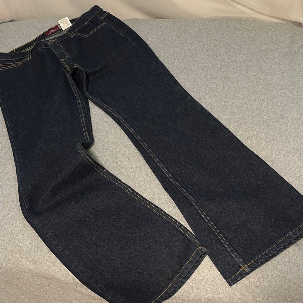 Y2K Jordache Dark Blue Bootcut Flare Jeans Womens Size 14 Tall Long Western